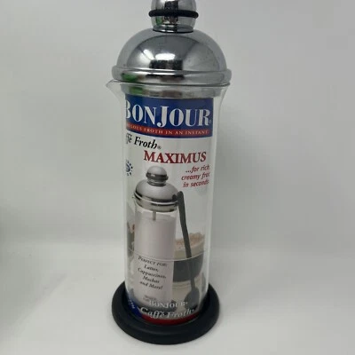 BonJour Manual Milk Frother, Stainless Steel and Coffee Glass Carafe Froth Monet - Image 1 of 3