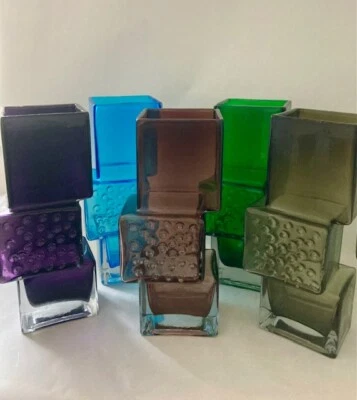 UNMARKED GLASS VASES IN STYLE OF WHITEFRIARS DRUNKEN BRICKLAYER 13" (Please read fully)