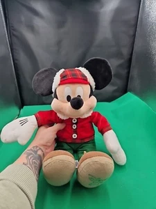 Disney Store Mickey Mouse 2017 Red Plaid Plush Winter Hat Lumberjack  - Picture 1 of 6