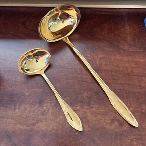 2 Laddles Solingen Germany 18/10 23/24K Gold Plated 12” & 6” - Picture 1 of 3