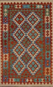 Südwestlicher geometrischer Kilim Area Teppich Wolle flach gewebter Stammesteppich 4'x7' Neu - Bild 1 von 9