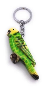 Llavero De Madera Hecho A Mano Verde Con Puntos Para Periquitos - Photo 1/2