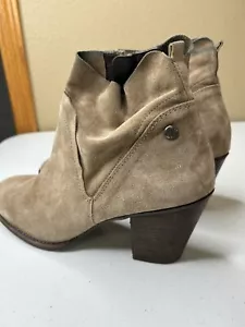 Paul Green Nora Booties Womens 7.5 Water Resistant Suede Tan Leather Ankle Boots - Picture 1 of 19