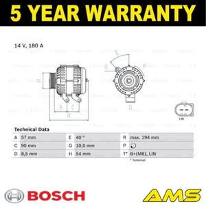 Fits Volvo XC60 V70 XC70 V60 S60 2.4 2.0 D 2.5 Alternator Bosch #1 - Picture 1 of 6