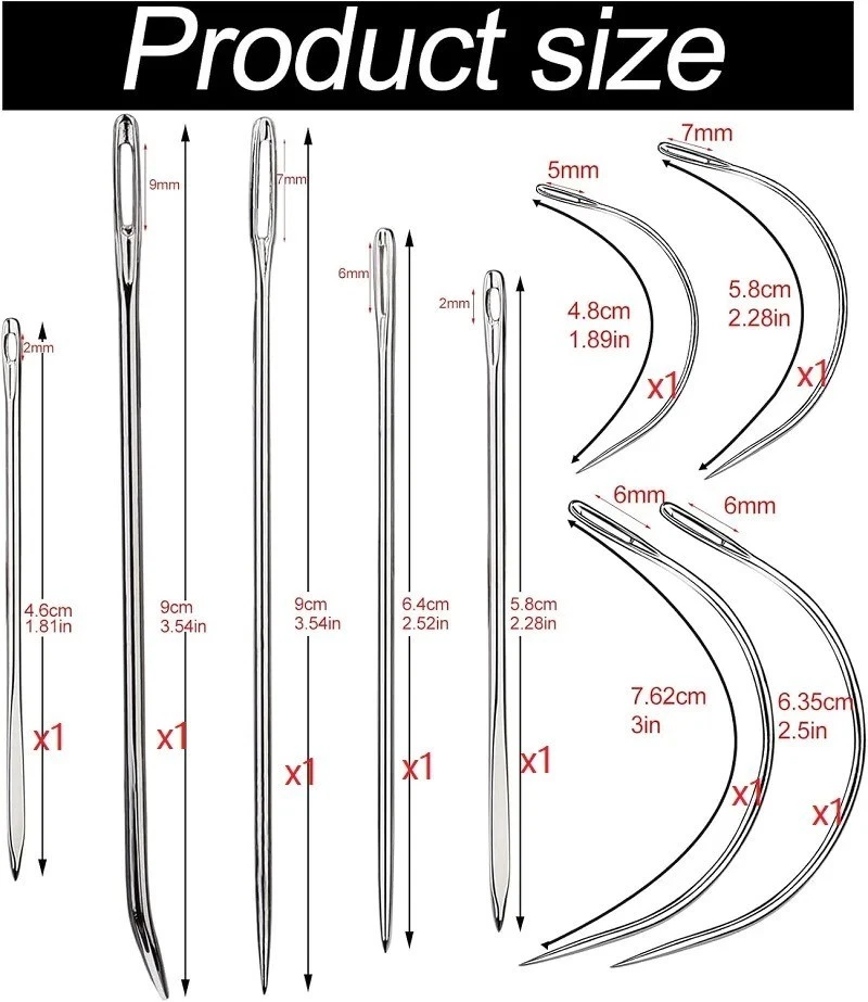 IMAZY Leder Nähnadel Set Gebogene Nadeln Für Polster Teppich Segeltuch Reparatur - Bild 1 von 4