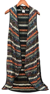 Chaleco Largo De Colección Mujer S Tejido Abierto Terciopelo Flor Boho Años 70 Inspirado Abertura Lateral Foto 1 de 4