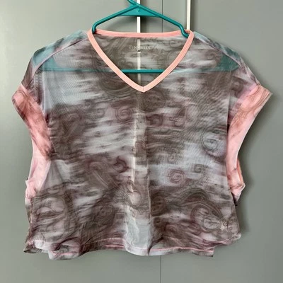 Sofibella Mesh Top Pink Floral Tennis Shirt Women’s MEDIUM - Pickleball Golf - Image 1 of 4