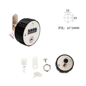 Combination Cabinet Cam Lock 4 Digital Round Padlock with Key 26mm White - Picture 1 of 4