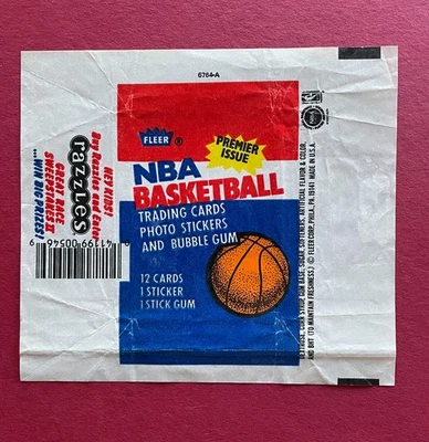 Free Ship - Fleer NBA Basketball 1986-87 Wax Wrapper -Michael Jordan Rookie Year - Image 1 of 2