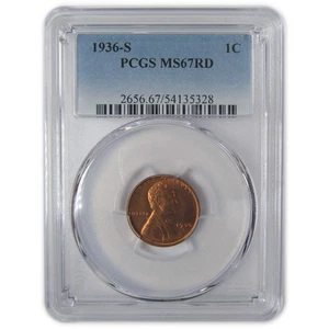 1936 S Lincoln Wheat Cent MS 67 RD PCGS Penny Uncirculated SKU:I23339 - Picture 1 of 4