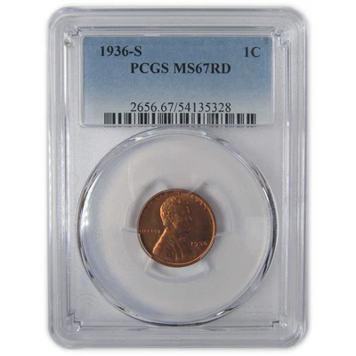 1936 S Lincoln Wheat Cent MS 67 RD PCGS Penny Uncirculated SKU:I23339 - Image 1 of 4