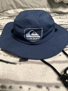 New Boys Quiksilver Kids Navy Bucket Hat 53CCM Chin Strap - Picture 1 of 6