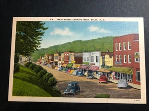 SYLVA NORTH CAROLINA NC MAIN ST BLICK NACH WESTEN UNBENUTZTE LEINENPOSTKARTE - Bild 1 von 2