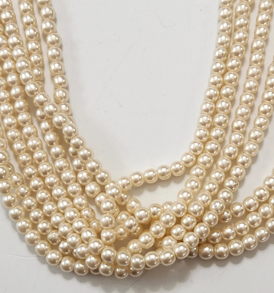 Collar Avon de 7 hilos de perlas de imitación de vidrio crema estilo clásico de moda Foto 1 de 4