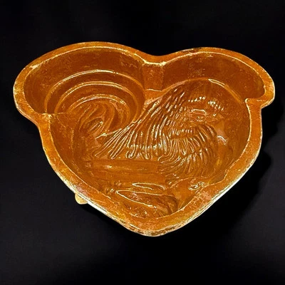 Moule Coq Ancien - Terre Cuite Vernissée - Quadripode - Art Populaire - Alsace - Photo 1/4