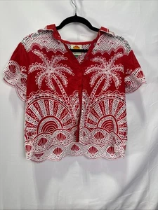 Camicia FARM Rio Red Palm Red Trees taglia S con strappo in tessuto - Foto 1 di 7
