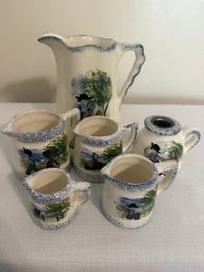 Vintage Jeanne Koch Amish Folk Art Pitcher With Measuring Cups - Picture 1 of 16