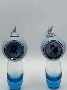 1997 Bradford Exchange Set 2 Wolf Ornament Silver Scout Black Knight Blue Xmas - Picture 1 of 11