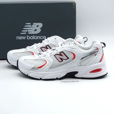 Size 8.5 Women's New Balance 530 Sneakers U530JR1 White/Blast Red - Image 1 of 4