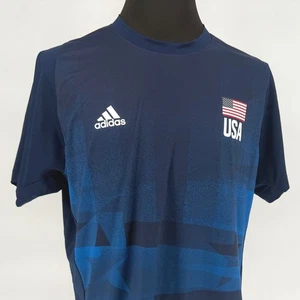 Adidas USA Volleyball Primeblue T-Shirt Men's Large Navy Blue Graphic Tee - Picture 1 of 6