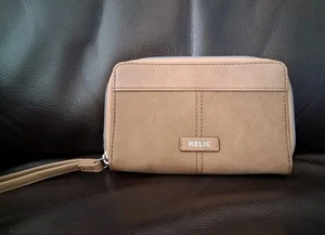 Bolso de Mano Muñequera Reliquia, Cuero Sintético Beige, 4x6 - Imagen 1 de 14
