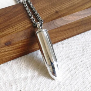 925 Sterling Silver Bullet Locket Prayer Box Pendant Screw Top Shiny Polished