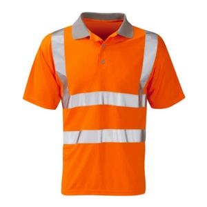 Polo da lavoro di sicurezza alta visibilità Hi Viz Vis arancione manica corta - Foto 1 di 1
