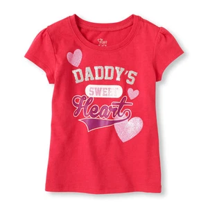 -NEW! "DADDY'S SWEET HEART" Toddler Girls Shirt 4T Gift! Dad Red SS CUTE Father - Picture 1 of 3