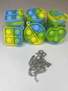 Pack Of 3 Push Pop Bubble Sensory Fidget Toy Key Chain Yellow Green Blue - Picture 1 of 4