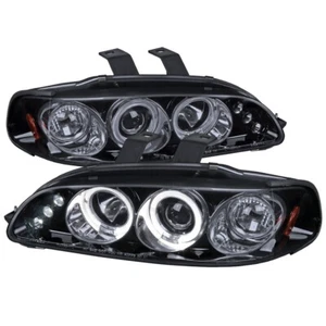 For 92-95 Honda Civic EG Coupe Hatch Smoked Projector Headlights Halos LED Dots - Picture 1 of 4