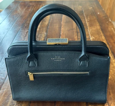 Smythson Structured Leather Handbag (Black) - Barely Used - Image 1 of 4
