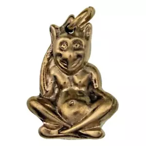 Vintage Lucky PIXIE Charm BRASS WIDECOMBE Pisky Piskie Pixy Pendant ref.147 - Foto 1 di 5