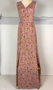 Entro Womens Full Length Dress Size XS Rose Pink Beige V neck Sleeveless New - Picture 1 of 14