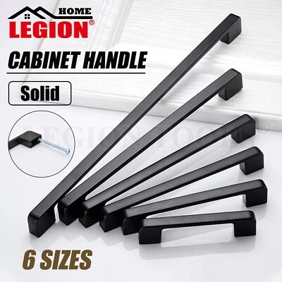 Solid Zinc Alloy Handle Kitchen Cabinet Door Handles Matte Black Drawer Pulls - image 1 of 4