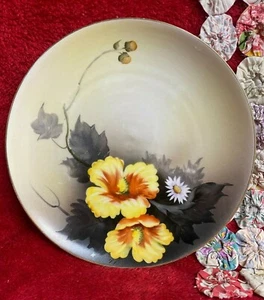 Vtg Noritake Hand Painted Floral Plate Yellow & Burnt Orange Flowers Gold Trim - Picture 1 of 5