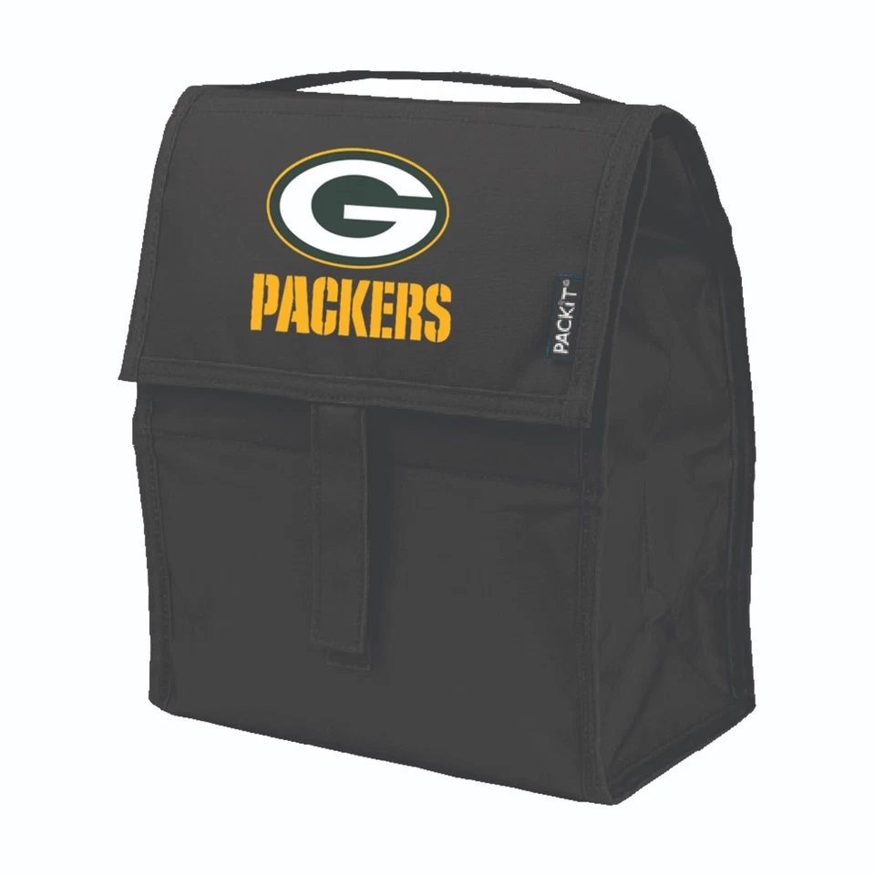 NFL Green Bay Packers Freezable Lunch Bag Black Beach Sports Lunchbox NEW - Image 1 of 1