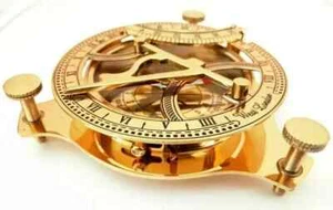 Brújula de reloj de sol antigua de latón London West Maritime brújula náutica vintage - Imagen 1 de 4