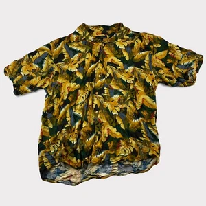 Camisa Hawaiana Vintage Años 90 Guess by Georges Marciano Amarillo Botones Rayón Grande - Imagen 1 de 6