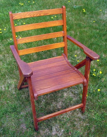 ANTIQUE OAK FOLDING LAWN PORCH BEACH CHAIR PARIS MFG MANUFACTURING PARIS MAINE ! Cover