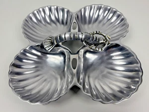 Lobster Serving Bowls Silver Tone Shell Tray Dish Handle Beach Sea Pottery Barn - Picture 1 of 13