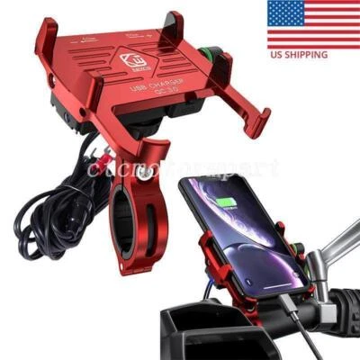 Soporte cargador USB rojo para teléfono celular para Honda VTX1300 R C S T VTX1800 C F N Foto 1 de 4