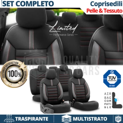 COPRISEDILI per Audi Q5 in Pelle PU e Tessuto Completi Anteriori+ Posteriori TÜV - Immagine 1 di 4