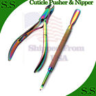 Cuticle Pusher Remover With Nipper Rainbow Color Manicure Nail Art