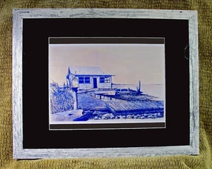 SHACK ON BAY Framed Print 12"x15, Matted/NoteCard, Original Art by Seller LBI NJ - Picture 1 of 4