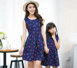 New Summer Mother Daughter Dress Girl Clothes Women Casual Dress Family Clothing - Picture 1 of 6