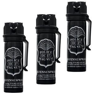 3 pck Police Magnum 3oz stream belt clip pepper spray FlipTop defense Protection - Picture 1 of 7