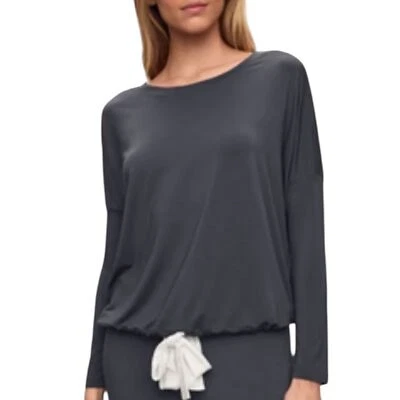 NWT Eberjey Gisele Tencel Charcoal Grey Slouchy Drawstring Hem Top Size Small - Image 1 of 4