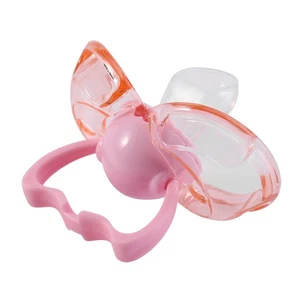 Ciuccio rosa testa piatta neonato silicone antipolvere chiusura automatica NY - Foto 1 di 3