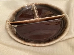 Pfaltzgraff Gourmet Brown Drip Glaze 3 Section Platter 10.5" Diameter - Picture 1 of 5