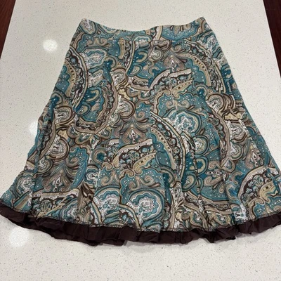 Y2k Whimsigoth Fairygrunge Paisley Teal Western Skirt Women’s 8 M Dressbarn - Image 1 of 4